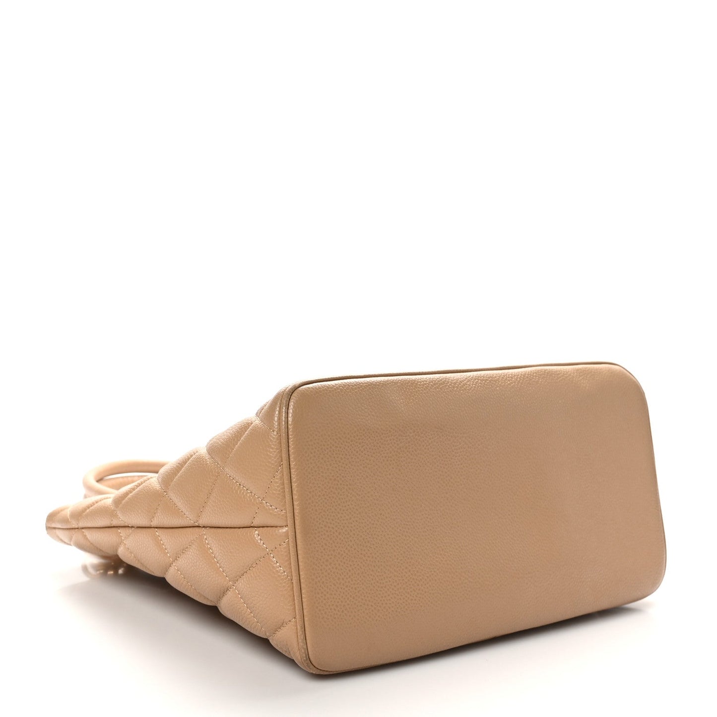 Amelia Caviar Quilted Medallion Tote Beige