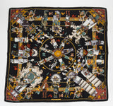 Hermes Black Silk Kachinas Scarf