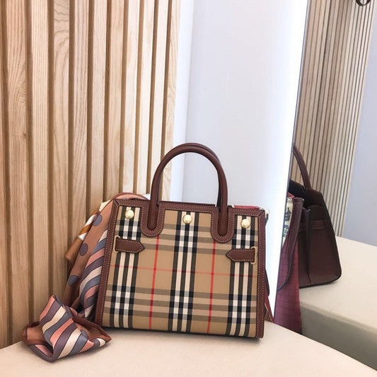 B-Berry - BB  Mini Vintage Check Two-handle Title Bag Archive Beige For Women, Bags 10.2in/26Amelia80252671