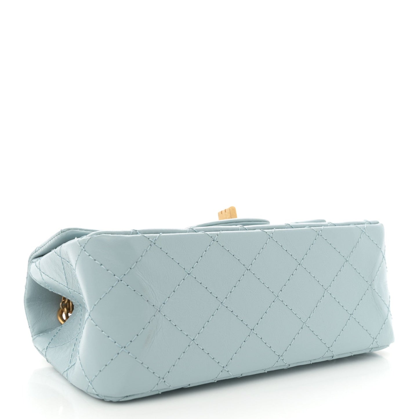 Amelia Aged Calfskin Quilted 2.55 Reissue Mini Flap Light Blue