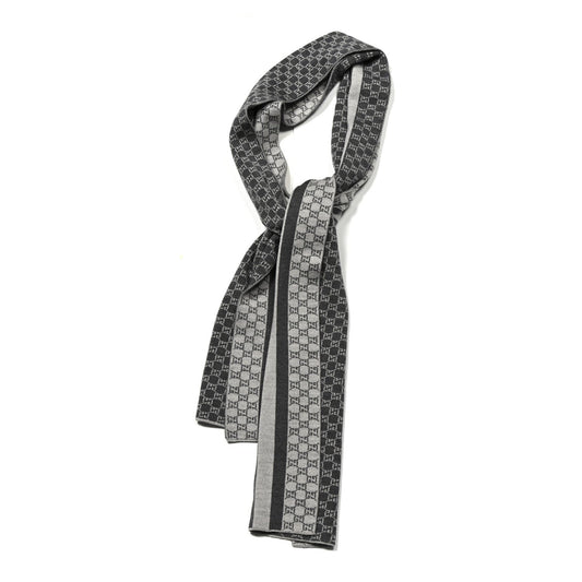 Amelia Wool Tricot GG Monogram Web New Lunicart Scarf Medium Grey