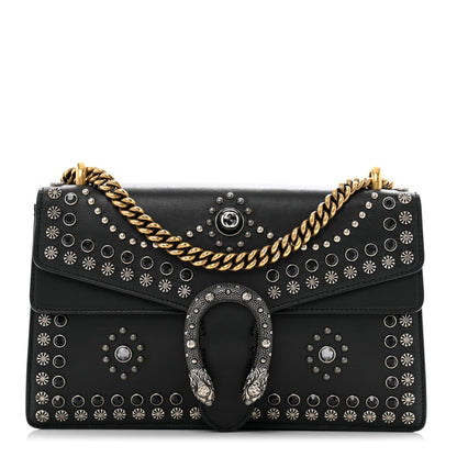 Amelia Calfskin Studded Small Dionysus Shoulder Bag Black
