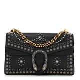 Amelia Calfskin Studded Small Dionysus Shoulder Bag Black