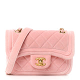 Amelia Velour Quilted Mini Double Frame Flap Rose