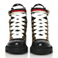 Amelia Calfskin Sylvie Web Womens Lace Up Combat Boots 35 Black