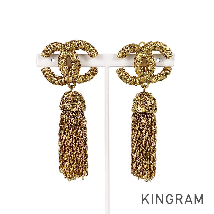 CHANEL Fringe Tassel   COCO Mark Earring