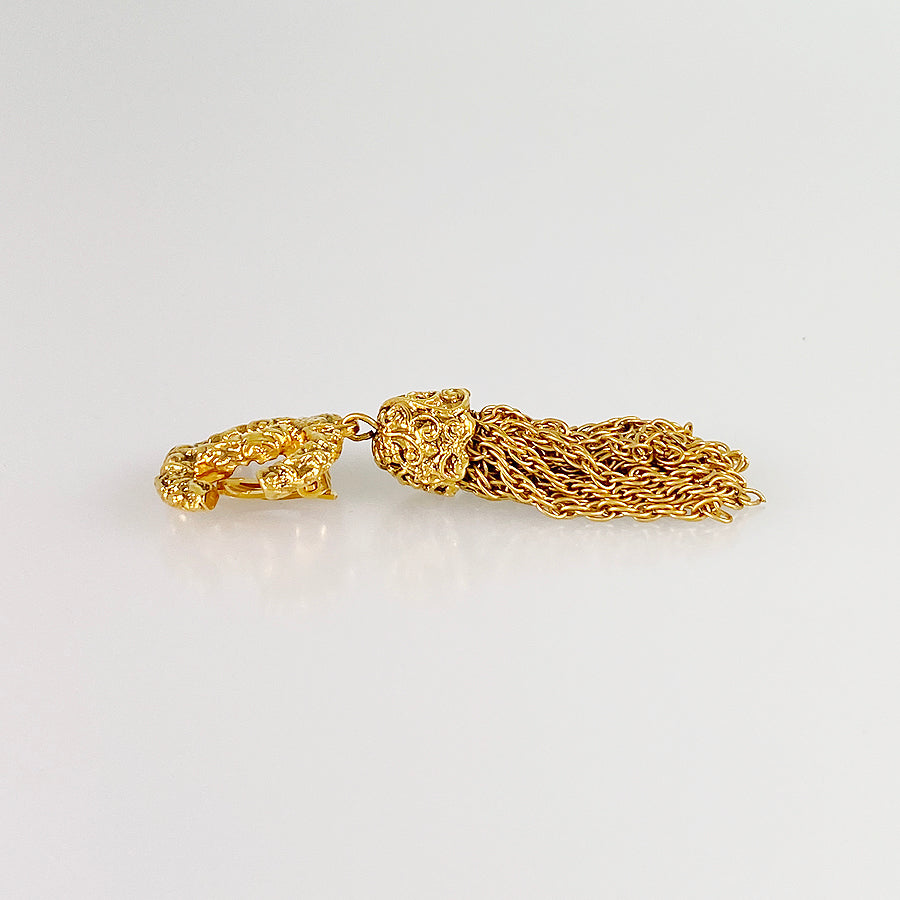 CHANEL Fringe Tassel   COCO Mark Earring