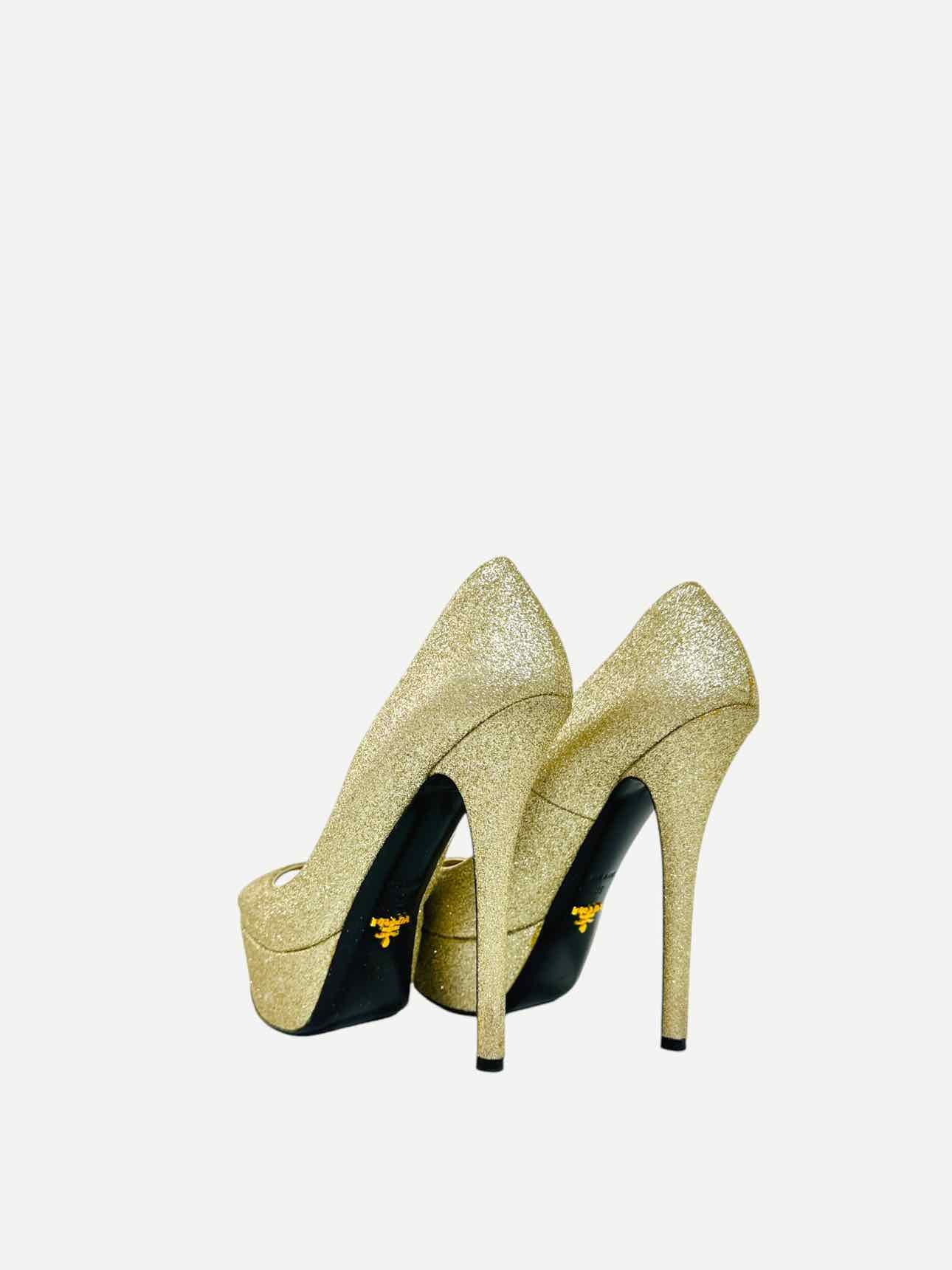 PRADA Peep Toe Gold Size EU 39 Pumps