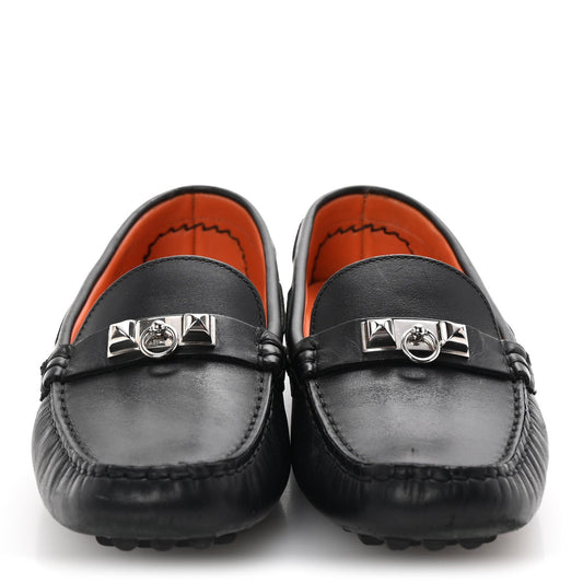 Amelia Supple Calfskin Mens Irving Driving Moccasin Loafers 37 Black