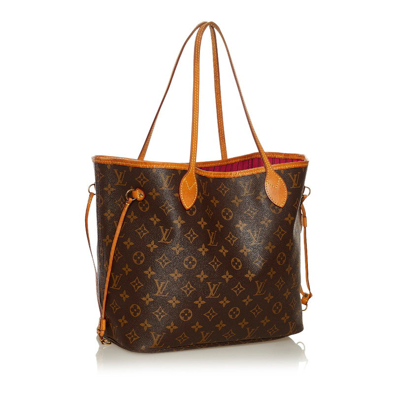 Louis Vuitton Monogram Neverfull MM Shoulder Tote Bag Brown PVC Leather
