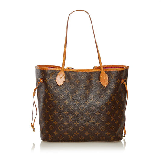 Louis Vuitton Monogram Neverfull MM Shoulder Tote Bag Brown PVC Leather