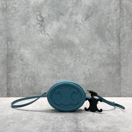 CE Crossbody Oval Purse Cuir Triomphe Blue For Women 6in/16Amelia10I703DPQ.07DD