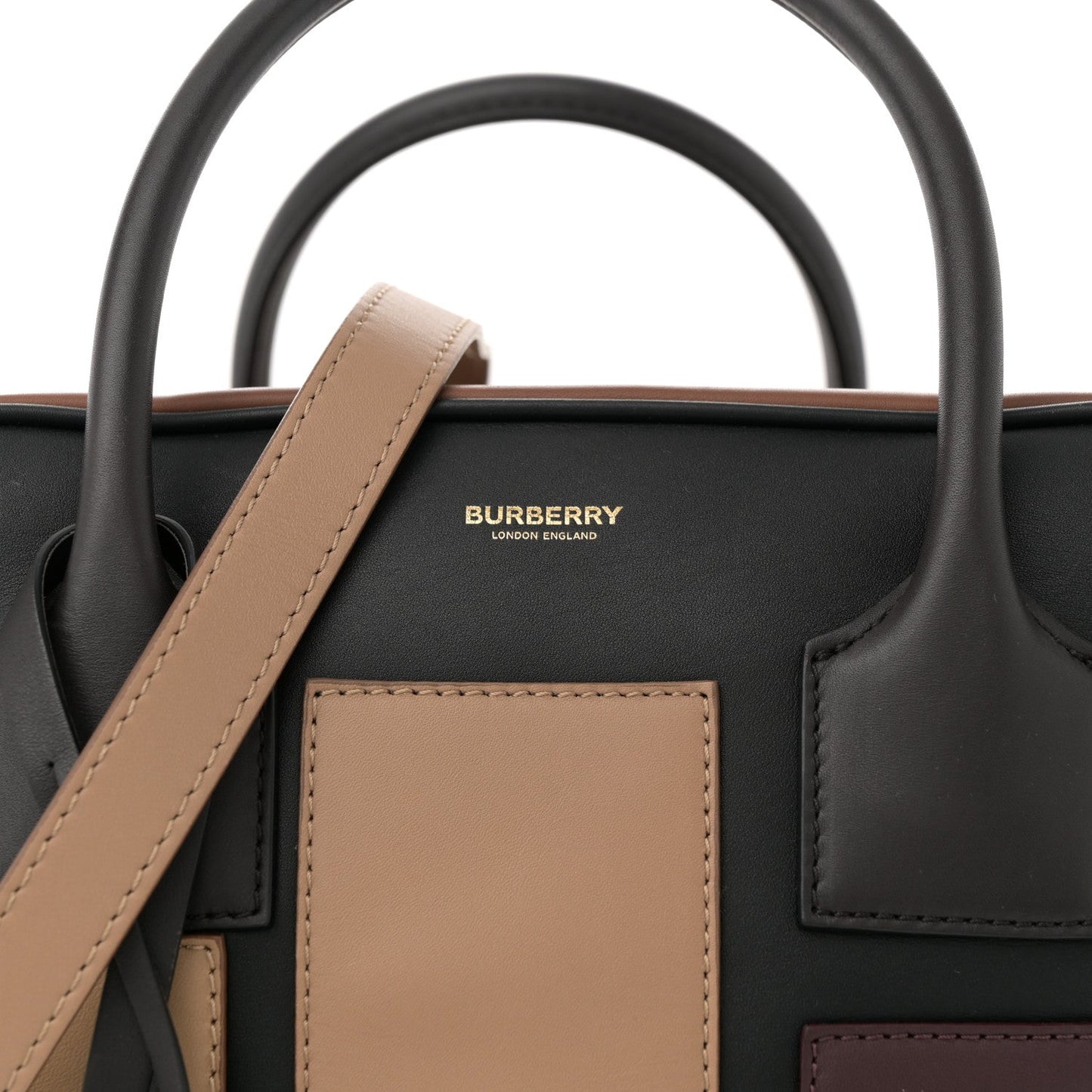 Amelia Smooth Calfskin Paneled Medium Cube Bowling Bag Black