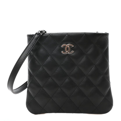 Amelia Lambskin Quilted Crossbody Bag Black