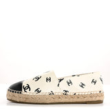 Amelia Lambskin Printed CC Espadrilles 38 White Black