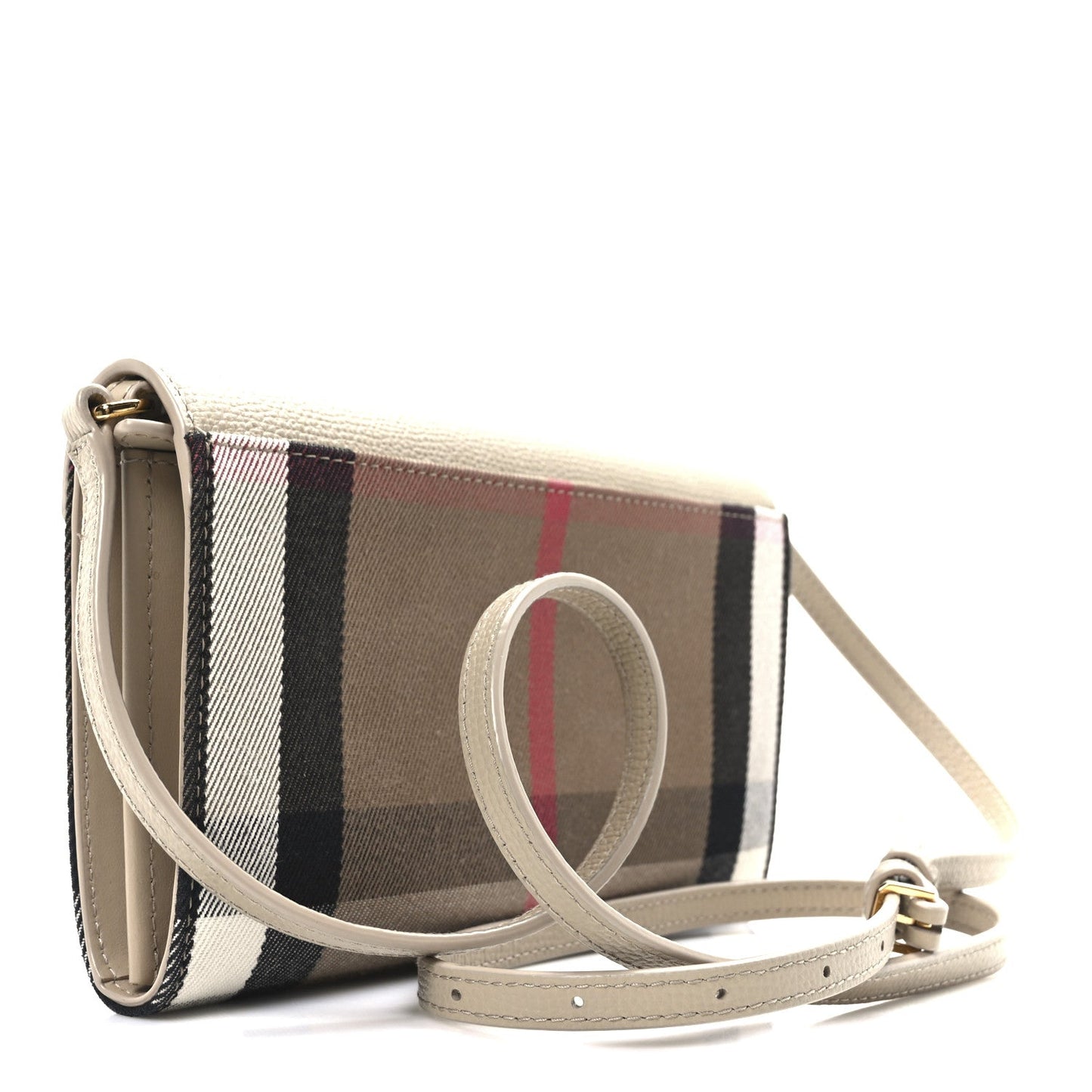 Amelia Calfskin Ho    Check Hannah Wallet with Detachable Strap Beige