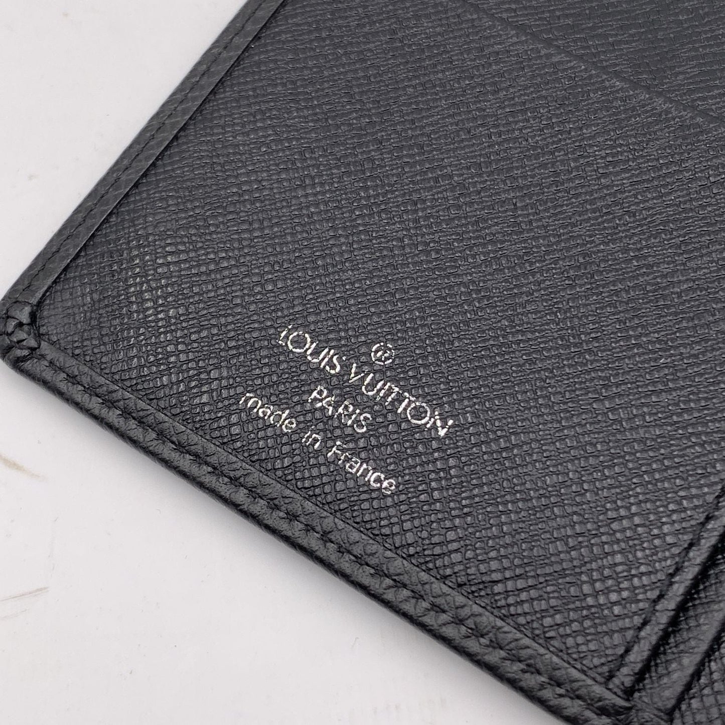 LOUIS VUITTON   Black Taiga Porte Chequier Checkbook Wallet