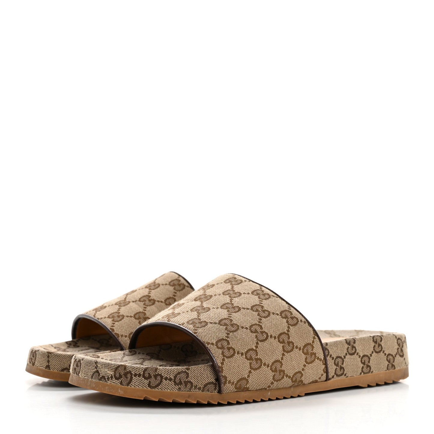 Amelia Canvas GG Monogram Mens Slide Sandals 10 Beige