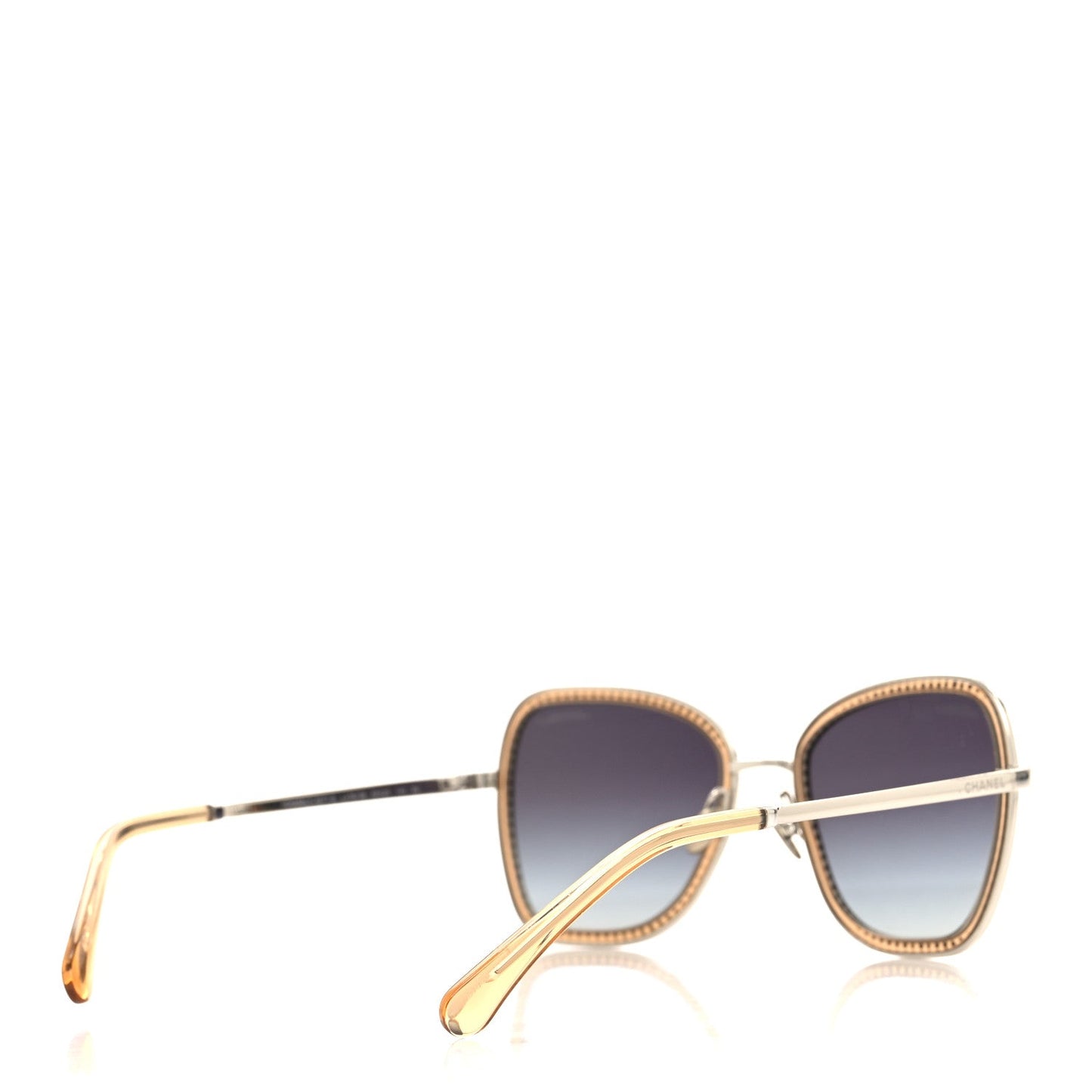 Amelia Square Frame Sequin Sunglasses 4277-B Silver Brown