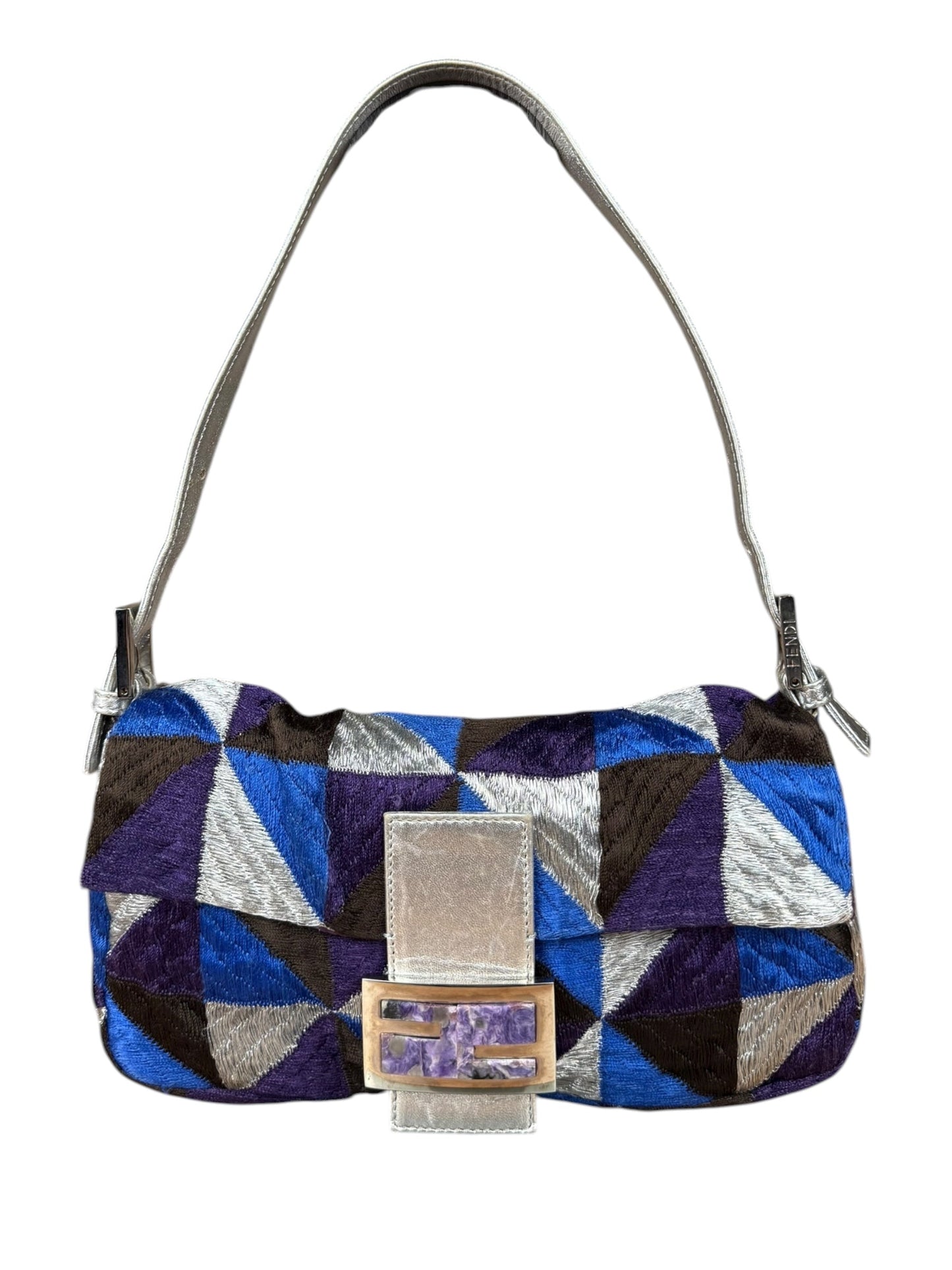 Fendi   Embroidered Patchwork Baguette