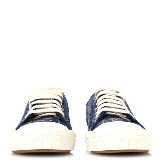Amelia Chenille FF Embroidered Womens Domino Low Top Sneakers 36 Grigio Blue Notte