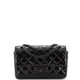 CHANEL So Black Reissue 2.55 Flap Bag Quilted Patent Mini