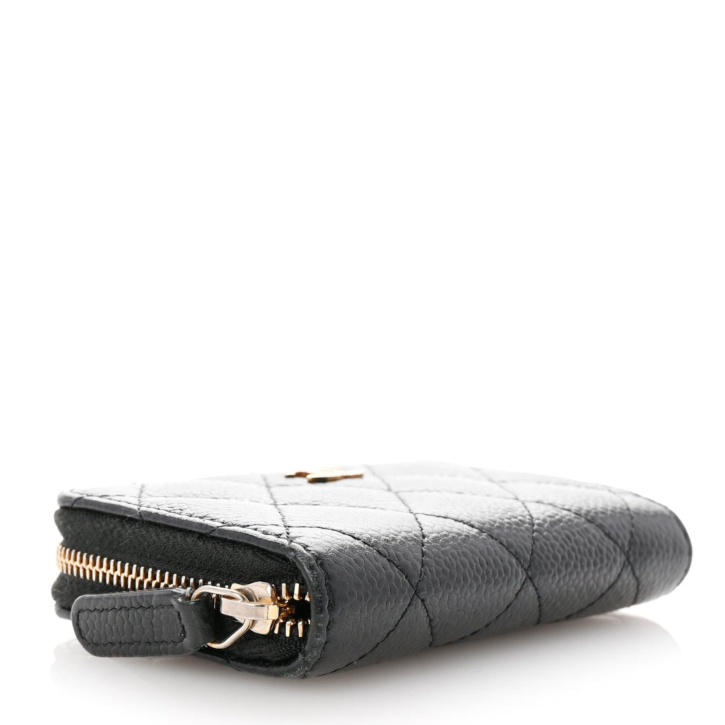 Amelia Caviar Quilted Zip Coin Purse Black