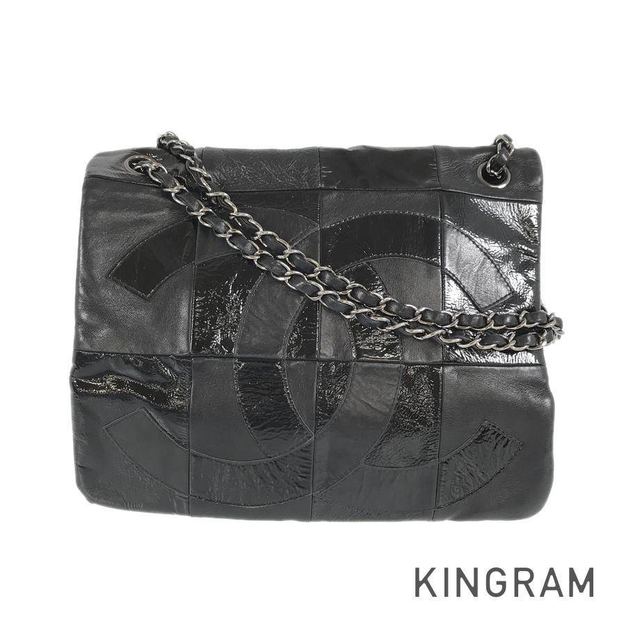 CHANEL COCO Mark Patchwork Semi-Shoulder SilverHardware Shoulder Bag