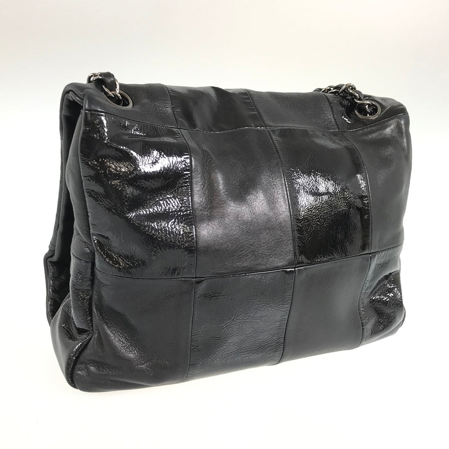 CHANEL COCO Mark Patchwork Semi-Shoulder SilverHardware Shoulder Bag