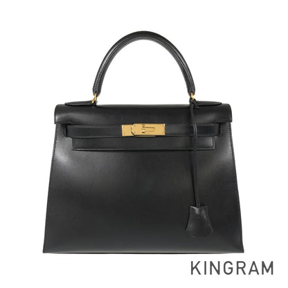 HERMES ?C (Made in 1999) Box calf Gold Hardware Handbag