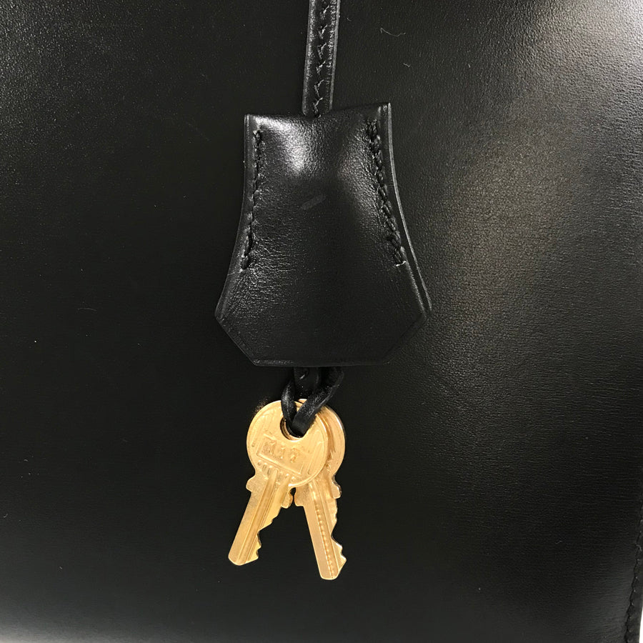HERMES ?C (Made in 1999) Box calf Gold Hardware Handbag