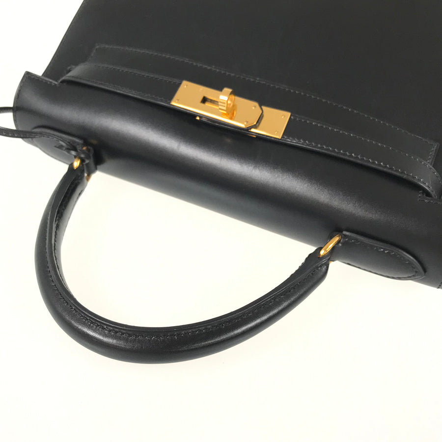 HERMES ?C (Made in 1999) Box calf Gold Hardware Handbag