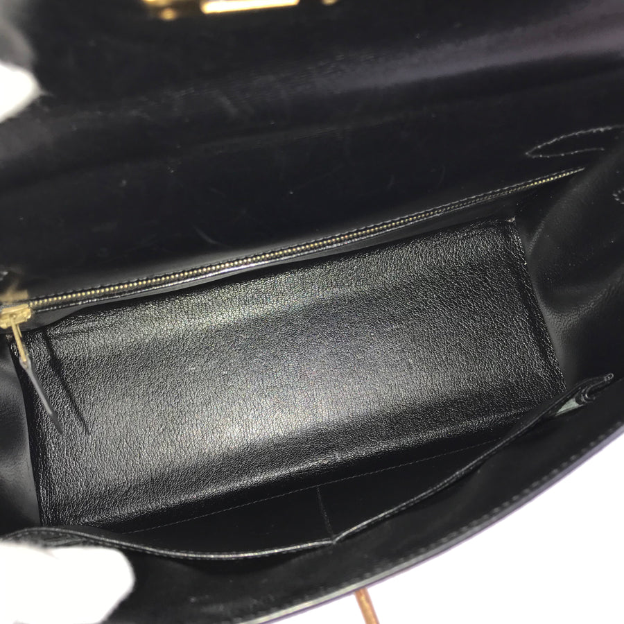 HERMES ?C (Made in 1999) Box calf Gold Hardware Handbag