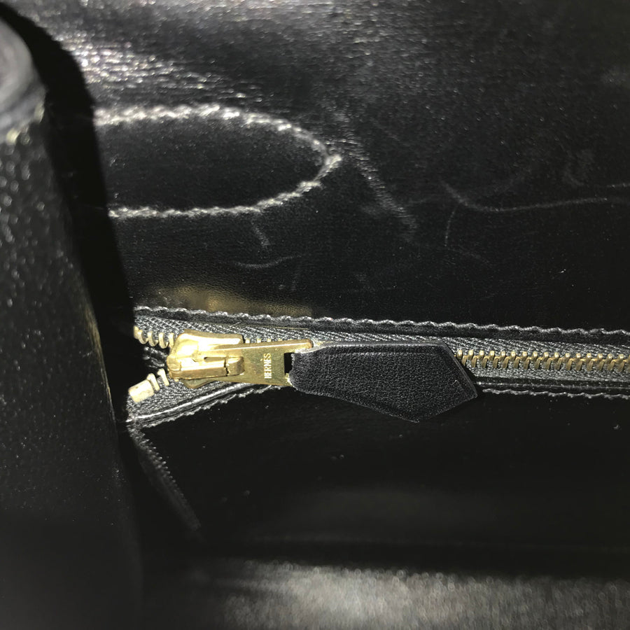 HERMES ?C (Made in 1999) Box calf Gold Hardware Handbag