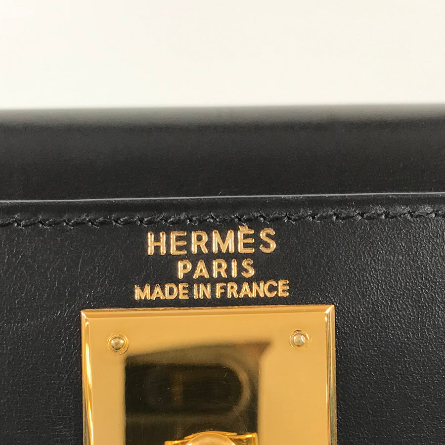 HERMES ?C (Made in 1999) Box calf Gold Hardware Handbag