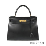 HERMES ?C (Made in 1999) Box calf Gold Hardware Handbag