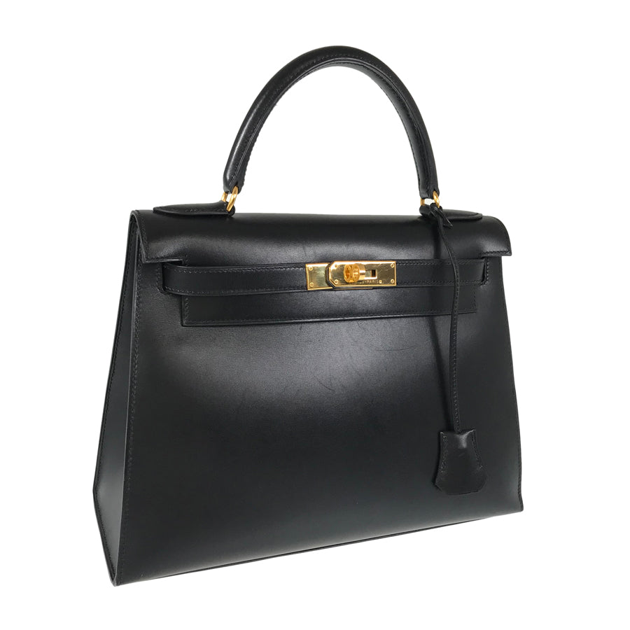 HERMES ?C (Made in 1999) Box calf Gold Hardware Handbag