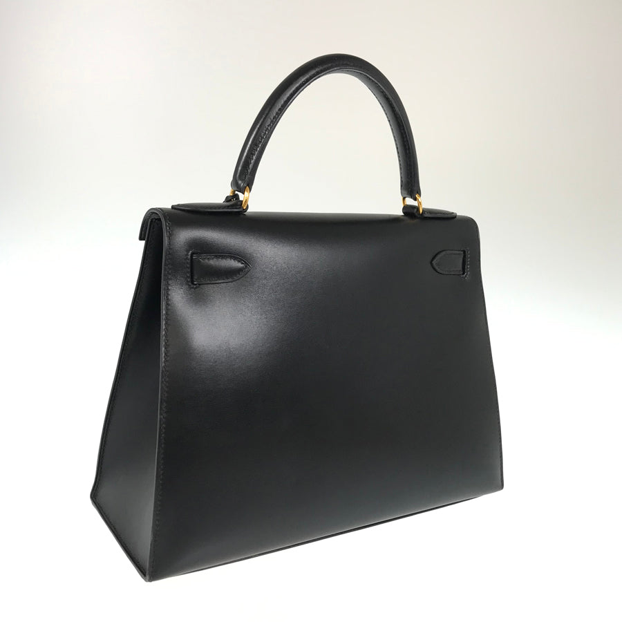HERMES ?C (Made in 1999) Box calf Gold Hardware Handbag