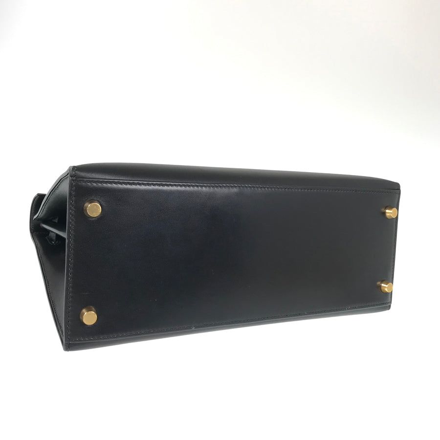 HERMES ?C (Made in 1999) Box calf Gold Hardware Handbag