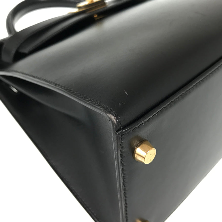 HERMES ?C (Made in 1999) Box calf Gold Hardware Handbag