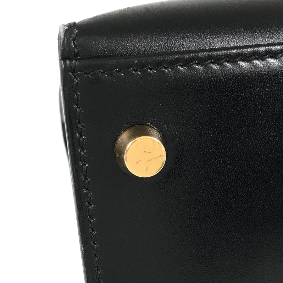 HERMES ?C (Made in 1999) Box calf Gold Hardware Handbag