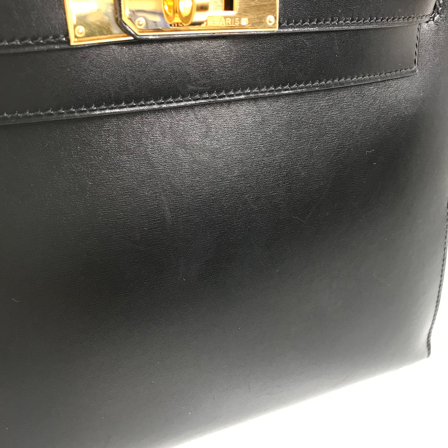 HERMES ?C (Made in 1999) Box calf Gold Hardware Handbag