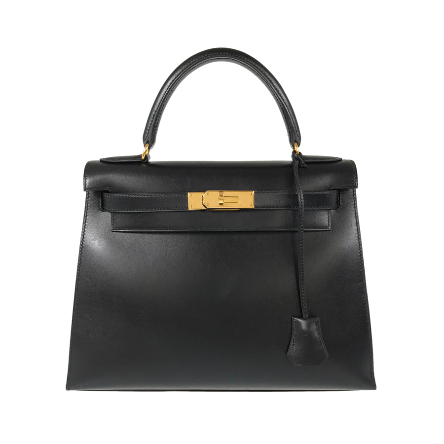 HERMES ?C (Made in 1999) Box calf Gold Hardware Handbag