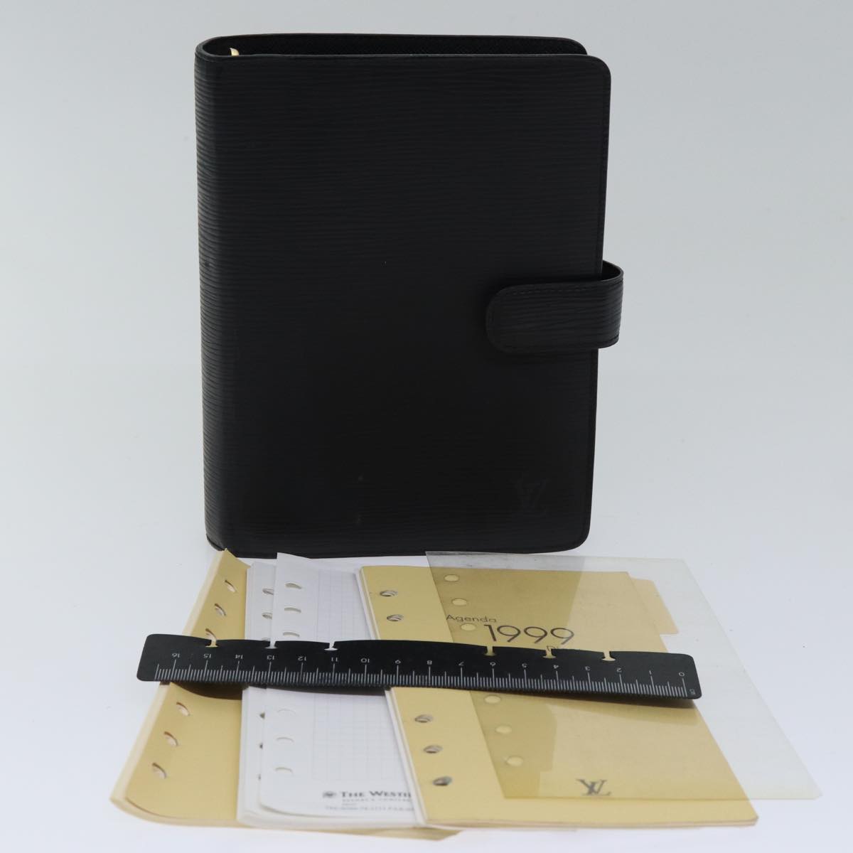 LOUIS VUITTON Epi Agenda MM Day Planner Cover Black R20042 LV Auth fm3763