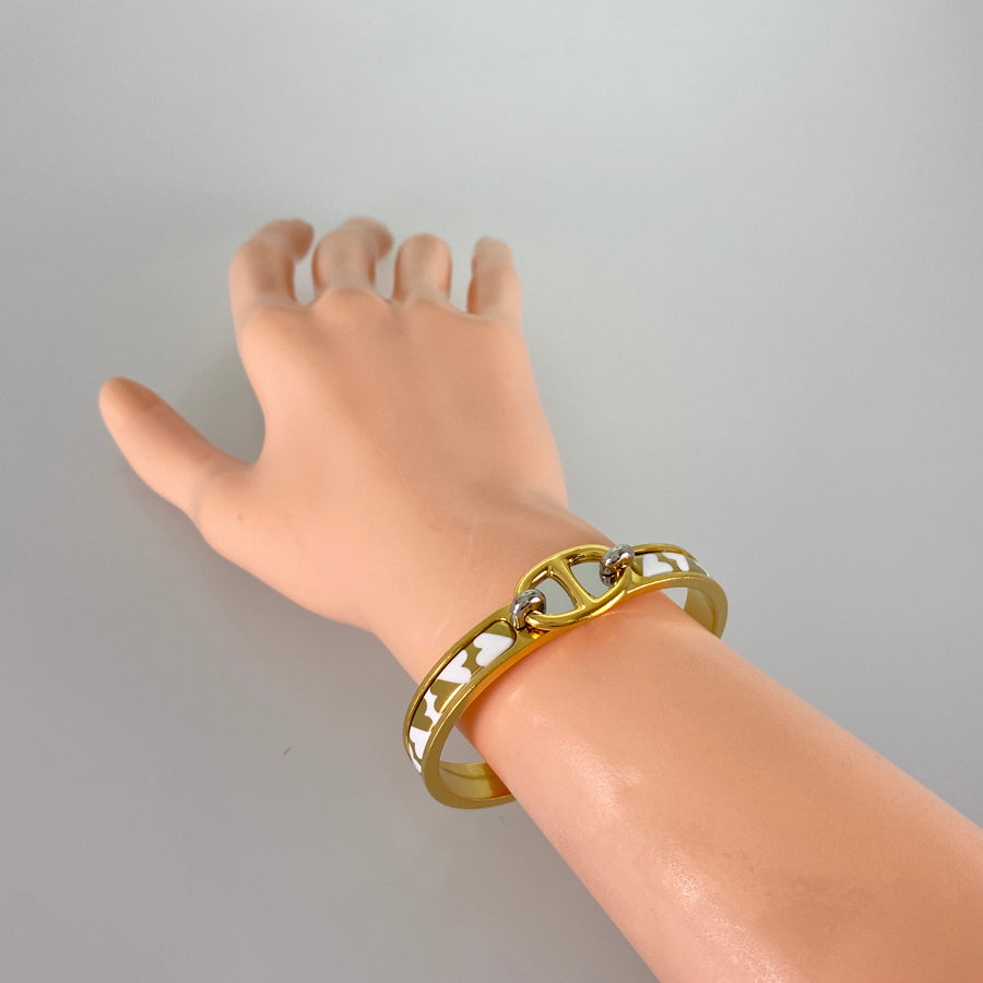 HERMES Mini Click Chaine dAncre Carte Ajoue Bangle