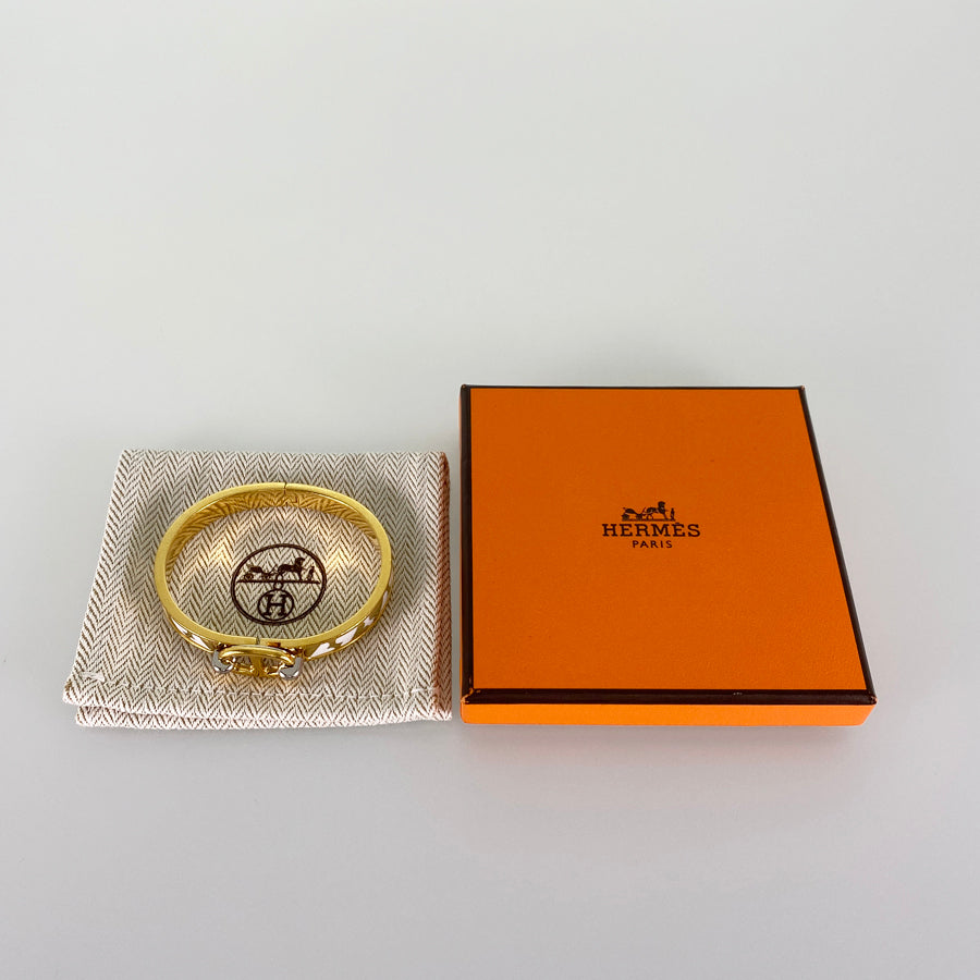 HERMES Mini Click Chaine dAncre Carte Ajoue Bangle