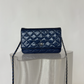 Chanel Blue Quilted Patent Leather WOC Clutch Bag