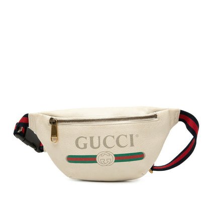 Gucci Logo Shearling Line Leather 2way Waist Bag
