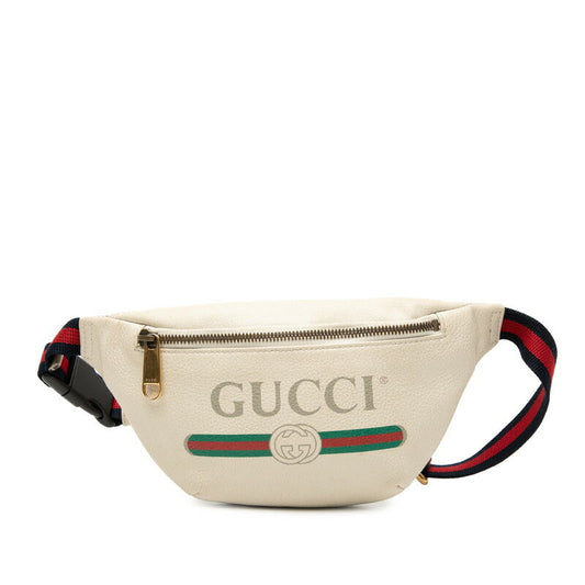 Gucci Logo Shearling Line Leather 2way Waist Bag