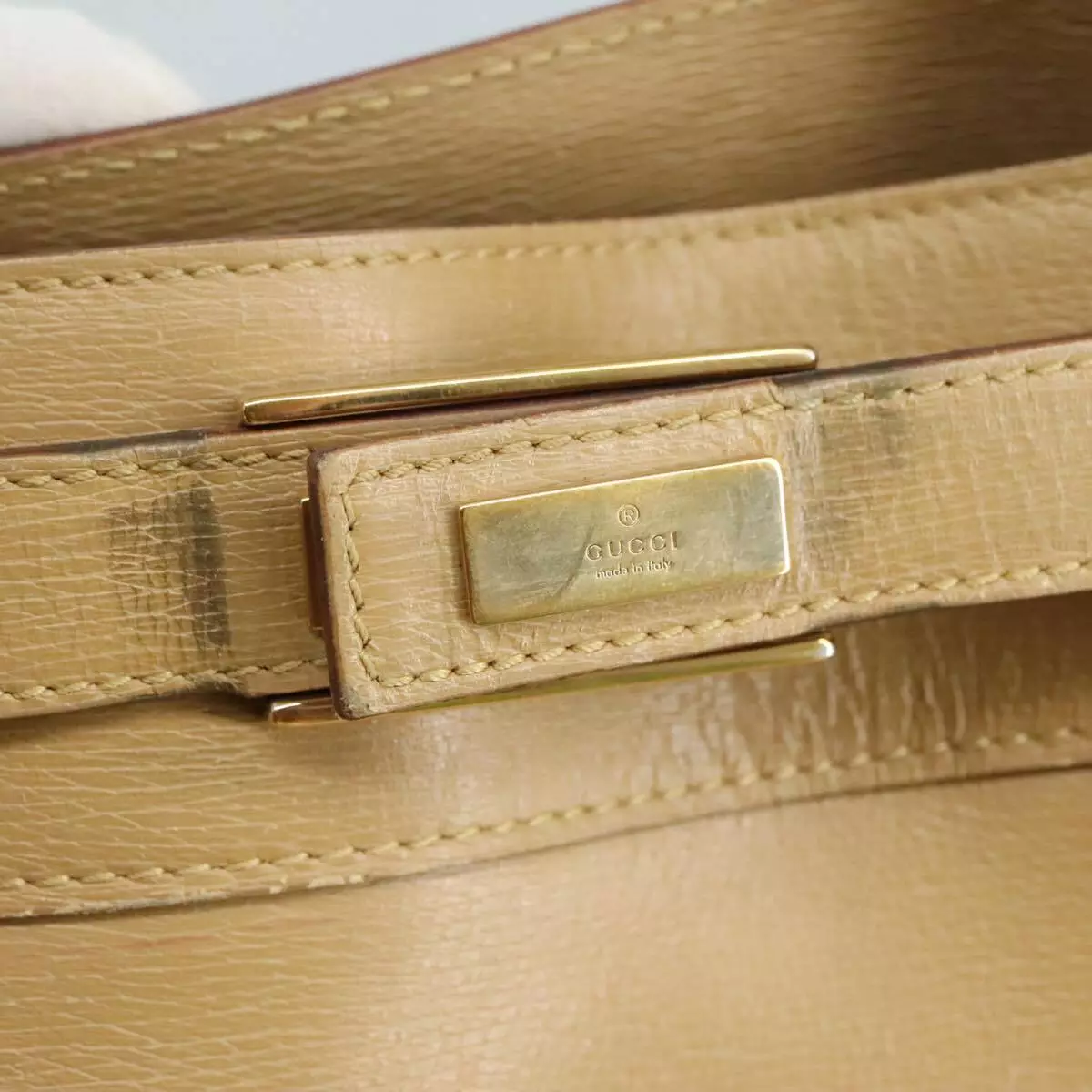 Gucci light gold leather Birkin style satchel by Tom Ford